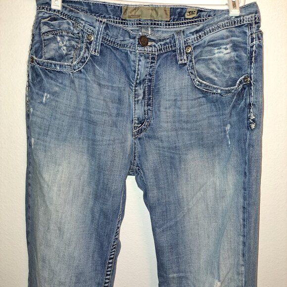 BKE Denim Tyler Distressed Embroidered Pocket Jeans size 36 - Picture 9 of 14